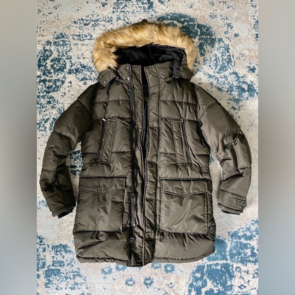 Zara Mens Down Winter Parka Coat Size Large